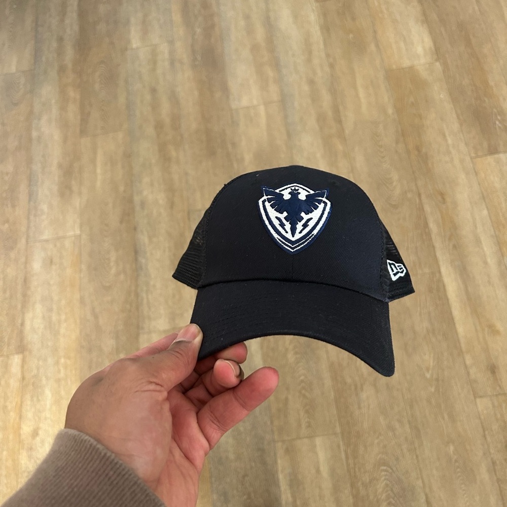 New Era Black Mesh Cap with Blue Logo